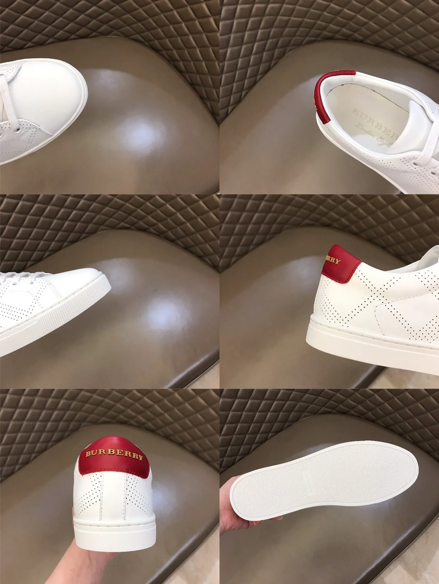 p380 ▫️B Home🆕Original boutique, classic plaid men's casual sneakers, made of selected calfskin, 100% original Burberry special fabrics! KPU puncture method on the back decorated with Burberry three-dimensional logo, original outsole 38/45
